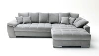 Ecksofa FLOODY Wohnlandschaft Stoff grau mit Kissen