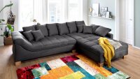 Ecksofa BOLOGNA Stoff basalt grau Recamiere rechts mit...