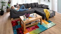 Ecksofa BOLOGNA Stoff basalt grau Recamiere rechts mit...