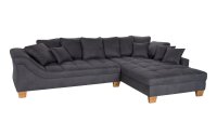 Ecksofa BOLOGNA Stoff basalt grau Recamiere rechts mit Kissen