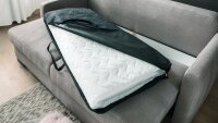 Schlafsofa AMADEO DE LUXE Stoff grau Boxspring Bettkasten