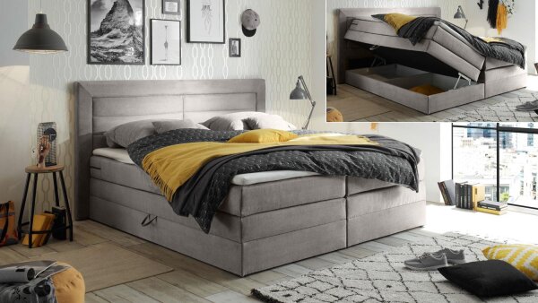 Boxspringbett SABA Stoff elephant inkl. Bettkasten 180x200 cm