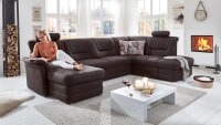 Wohnlandschaft RAVEN Ecksofa U-Form Stoff braun Kaltschaum 327x218 cm