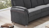 Trapezsofa LEILA Sofa Stoff grau Kopfteilverstellung 220 cm