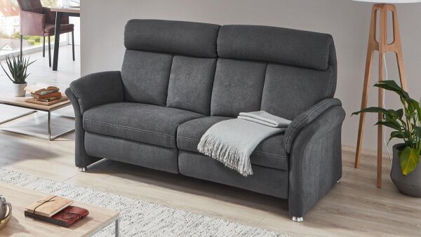 Sofa LEILA 2,5-Sitzer in Stoff grau Kopfteilverstellung 184 cm