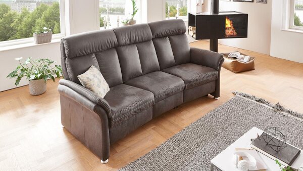 Trapezsofa LEILA Sofa anthrazit Kopfteilverstellung 220 cm