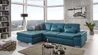 Ecksofa ACTIVE L-Form Bezug Leder ocean blau mit Sitztiefenverstellung