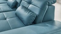 Ecksofa ACTIVE L-Form Bezug Leder ocean blau mit Sitztiefenverstellung