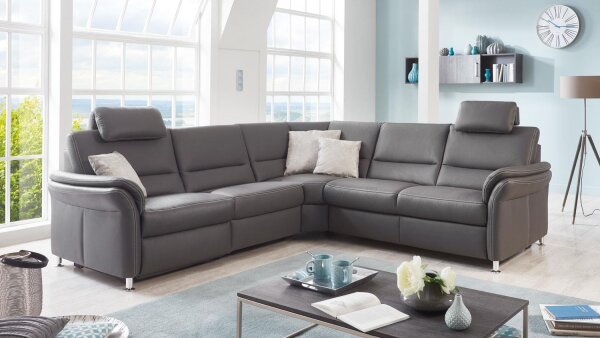 Ecksofa DAKOTA Eckgarnitur L Echtleder grau 262x262 cm