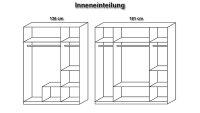 Kleiderschrank KREFELD Weiß und Grau mit Spiegel 136 cm