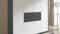 Kleiderschrank LANDSBERG Schrank weiß grau metallic 181 cm