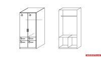 Kleiderschrank 3121 CELLE Schrank weiß Hochglanz 91x197