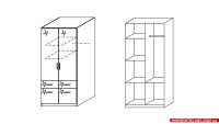 Kleiderschrank 3120 CELLE Schrank weiß Hochglanz 91x197