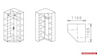 Eckschrank 3126 CELLE Schrank in weiß Hochglanz 117x117