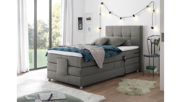 Boxspringbett MANOLO 2 in Stoff elephant mit Motor 100x200