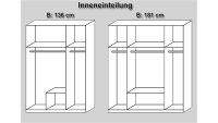 Kleiderschrank MICRO Weiß inkl. Spiegel - 136 cm