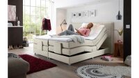 Boxspringbett MANOLO 2 in Stoff creme mit Motor 180x200