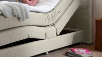 Boxspringbett MANOLO 2 in Stoff creme mit Motor 180x200