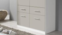 Kleiderschrank 3121 CELLE soft grey Hochglanz weiß 91x197