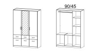 Kleiderschrank AALEN Eiche Sonoma mit Spiegel 136 cm