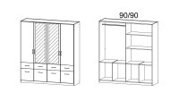 Kleiderschrank AALEN Eiche Sonoma mit Spiegel 181 cm