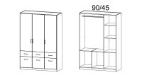 Kleiderschrank AALEN Schrank Eiche Sonoma 131 cm