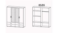 Kleiderschrank RASANT Drehtürenschrank 4-türig weiß Spiegel 168 cm