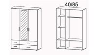 Kleiderschrank RASANT-EXTRA 3-trg weiß grau-metallic Spiegel 127 cm