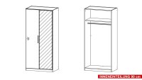 Garderobenschrank MINOSA Kleiderschrank in weiß Hochglanz 91 cm