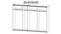 Schwebetürenschrank QUADRA in weiß mit Spiegel 315x210