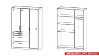 Kleiderschrank HOMBURG Schrank in weiß Hochglanz 136