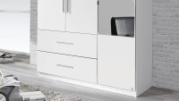 Kleiderschrank ALVOR Schrank für Schlafzimmer weiß mit Spiegel 136 cm