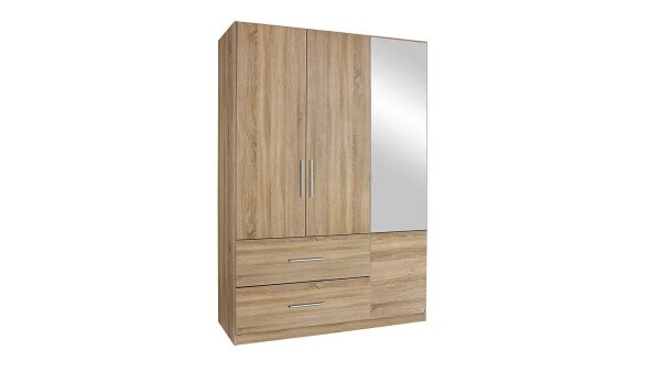 Kleiderschrank ALVOR Schrank Schlafzimmer Sonoma Eiche Spiegel 136 cm