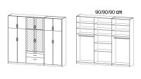 Kleiderschrank HILDESHEIM Schrank in weiß 271 cm mit Spiegel