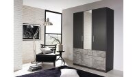 Kleiderschrank LORCH-EXTRA Schrank in grau metallic und Stone 136 cm