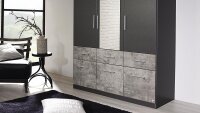 Kleiderschrank LORCH-EXTRA Schrank in grau metallic und Stone 136 cm