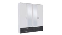 Kleiderschrank RASANT-EXTRA 4-trg weiß grau metallic Spiegel 168 cm