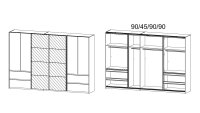 Kleiderschrank FULDA Schrank weiß Spiegel inkl. Synchronauszug 315 cm