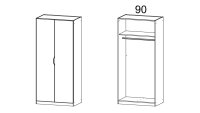 Kleiderschrank FREIHAM Drehtürenschrank Schrank 2-türig weiß 91 cm