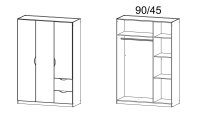 Kleiderschrank FREIHAM Drehtürenschrank Schrank 3-türig weiß 136 cm