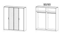 Kleiderschrank FREIHAM Drehtürenschrank 4-türig weiß Spiegel 181 cm