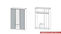 Kleiderschrank TEXAS Schrank Schlafzimmer grau weiß 136