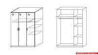 Kleiderschrank 0EL1 CELLE Schrank weiß Hochglanz 136x197