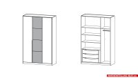 Kleiderschrank BELLEZZA 3-trg. weiß Hochglanz grau 136 cm