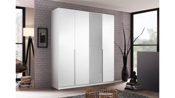 Kleiderschrank BELLEZZA 4-trg. weiß Hochglanz grau 181 cm