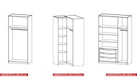 Eck-Kleiderschrank BELLEZZA 7-trg. weiß Hochglanz grau