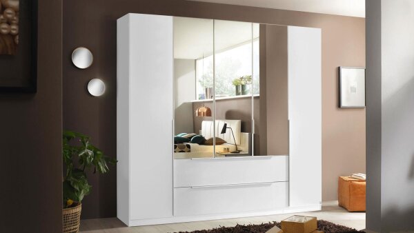 Kleiderschrank OAKLAND Schrank weiß mit Spiegel 226x210