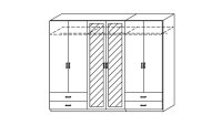 Kleiderschrank BORBONA 6-trg. alpinweiß Spiegel 271 cm