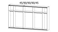 Schwebetürenschrank KULMBACH 3-trg. weiß Spiegel 361 cm