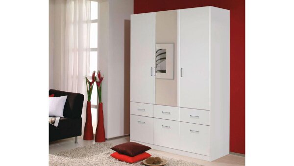 Kleiderschrank AALEN Schrank weiß mit Spiegel 131 cm